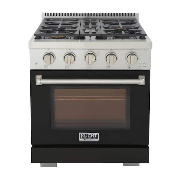30 in. 4.2 cu. ft. 4-Burners Freestanding Propane Gas Range and Convection Oven in Black with True Simmer Burners