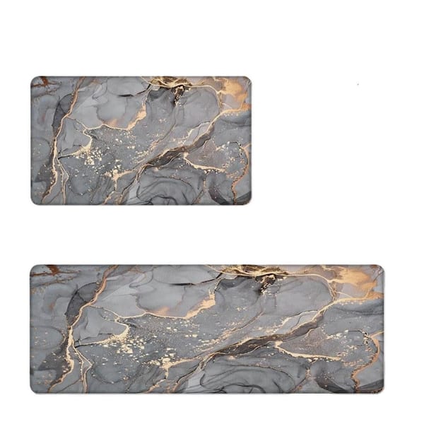 Gray 17.3 in. x 29 in. Indoor Kitchen Rugs Non Slip Waterproof