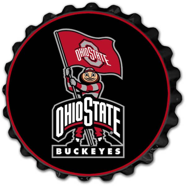 The Fan-Brand 19 in. Ohio State Buckeyes Brutus Plastic Bottle Cap Decorative Sign