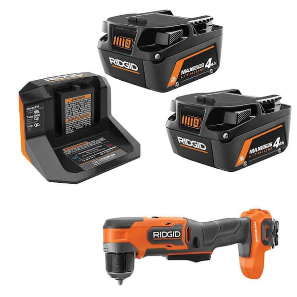 RIDGID 18V SubCompact Brushless Cordless 3/8 in. Right Angle Drill Kit with (2) 4.0Ah Batteries and Charger