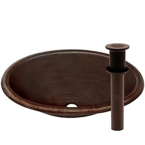 Cordoba Copper Drop-In Bathroom Sink and Oil Rubbed Bronze Strainer Drain