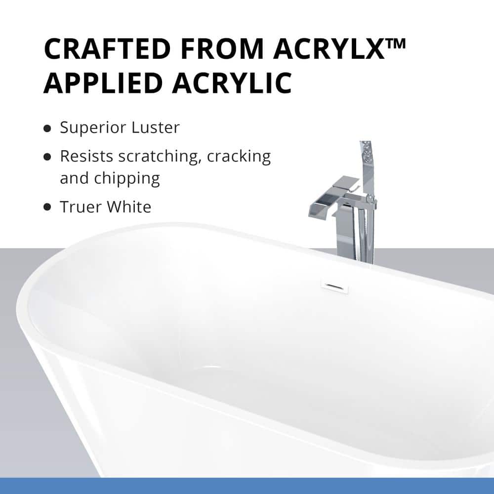 Havana 67'' White Acrylic Freestanding Bathtub