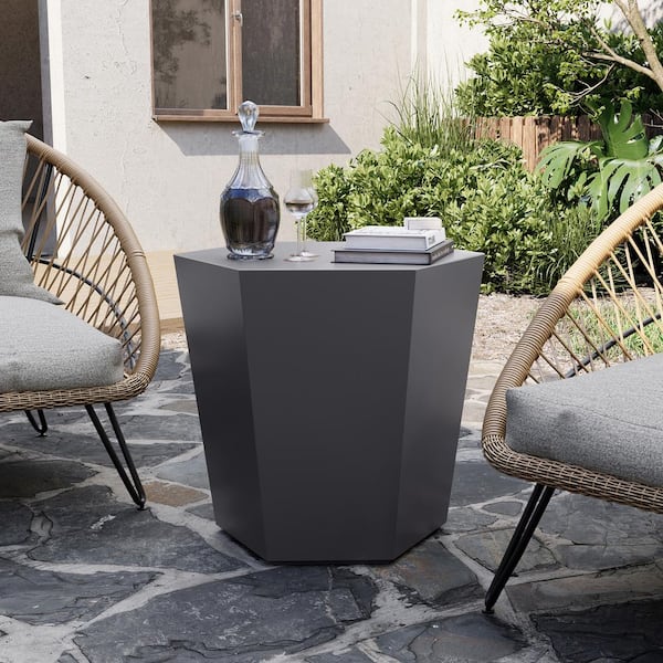 PATIOGUARDER 24 in. Indoor and Outdoor Patio Mgo Concrete Coffee Table in a Dark Gray Hexagon Design