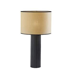 29 in. Beige Transitional Integrated LED Bedside Table Lamp with Beige Fabric Shade