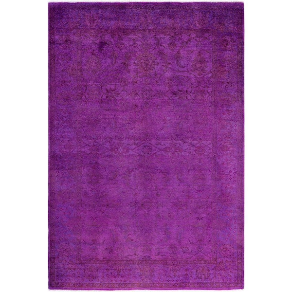 Overdyed Purple 4 ft. x 6 ft. Solid Wool Indoor Area Rug