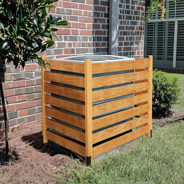 2-Panel Outdoor Air Conditioner Fence Solid Wood Privacy Fence Panels Screen 3.2 ft. W x 3.5 ft. H