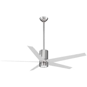 Symbio 56 in. Integrated LED Indoor Brushed Nickel with White Ceiling Fan with Light and Remote Control