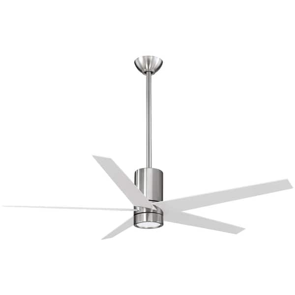 MINKA-AIRE Symbio 56 in. Integrated LED Indoor Brushed Nickel with White Ceiling Fan with Light and Remote Control