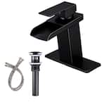 Waterfall Single Hole Single-Handle Low-Arc Bathroom Faucet With Pop-up Drain Assembly in Oil Rubbed Bronze