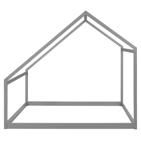 Z-joyee Wood Gray Full Wooden House Bed