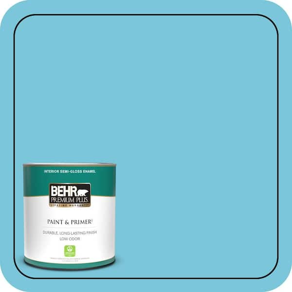 BEHR PREMIUM PLUS 1 qt. #520B-4 Water Flow Semi-Gloss Enamel Low Odor Interior Paint & Primer
