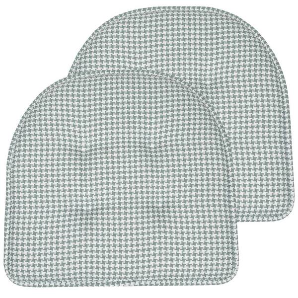 Sweet Home Collection PistachioHoundstooth Stitch Memory Foam U-Shaped 16 in. x 16 in. Non-Slip Indoor/Outdoor Chair Seat Cushion (4-Pack)