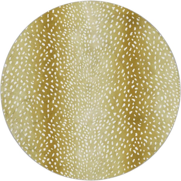 Dream Shag Premium Machine Washable Abstract ADS44 Gilded 8 ft. x 8 ft. Round Rug