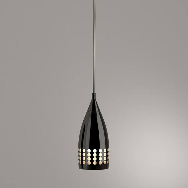 Westinghouse - Percy 1-Light Black Mini Pendant with Black Glass Shade