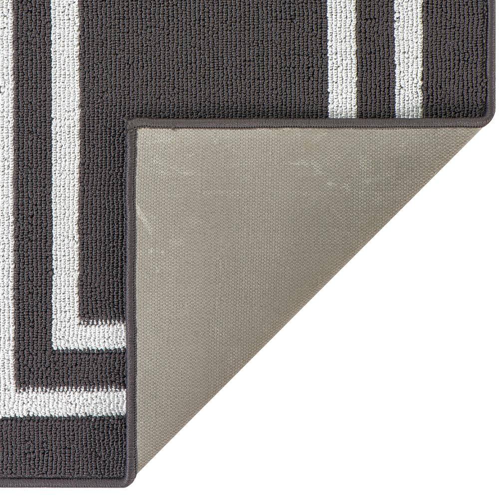 Elegant Dark Grey and White Tufted Runner Rug with Non-Slip Latex Backing