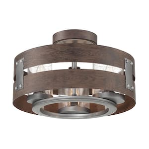 3-Light Expresso Clear Glass Semi-Flush Mount and Pendant