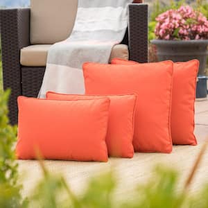 Coronado Orange Lumbar and Square Outdoor Patio Throw Pillows (4-Pack)