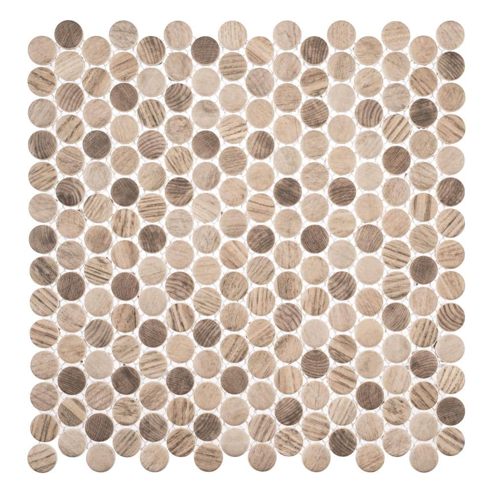 Moka Penny Round Glass Mosaic Tile for Kitchen and Bathroom