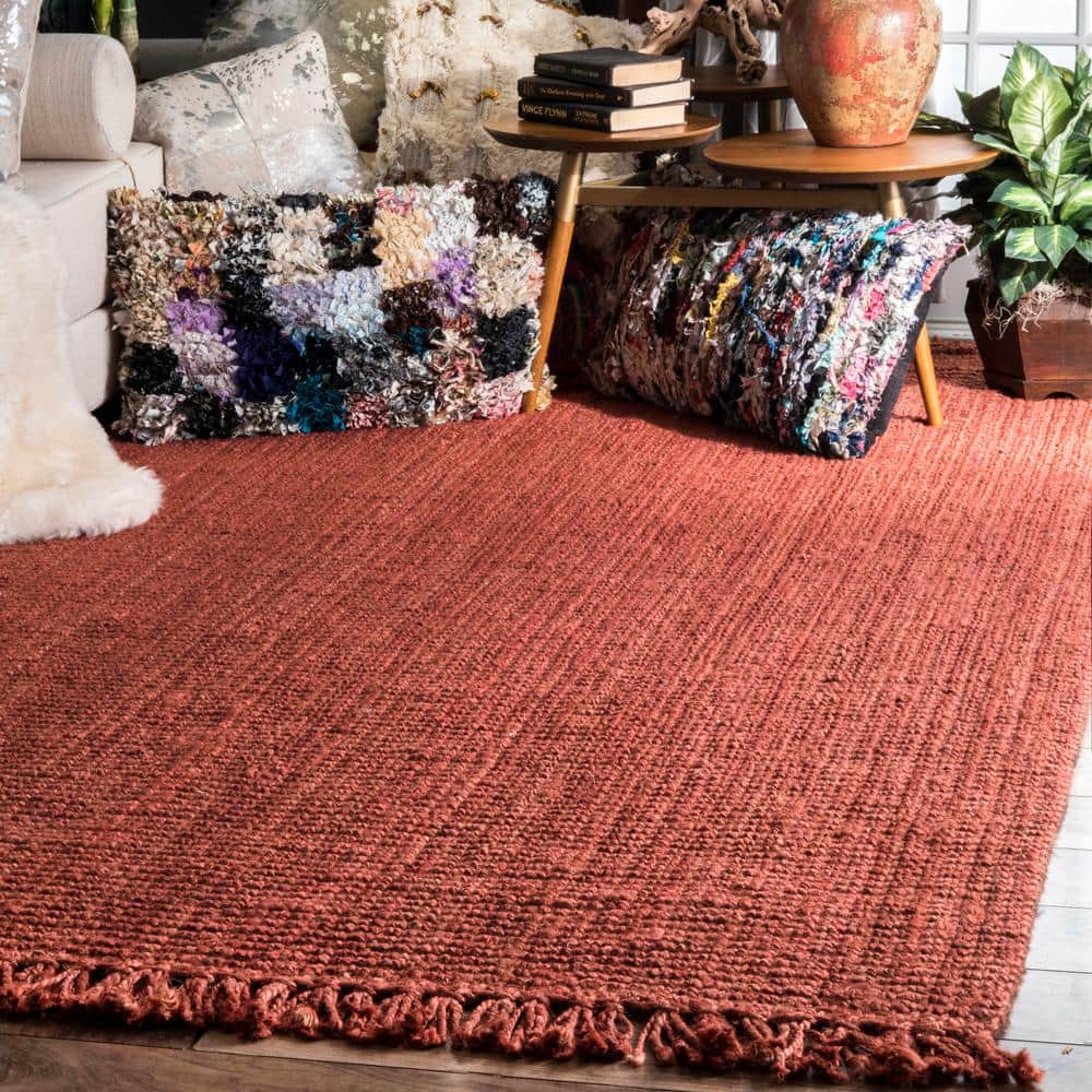 Terracotta Braided Jute 4' x 6' Handmade Area Rug