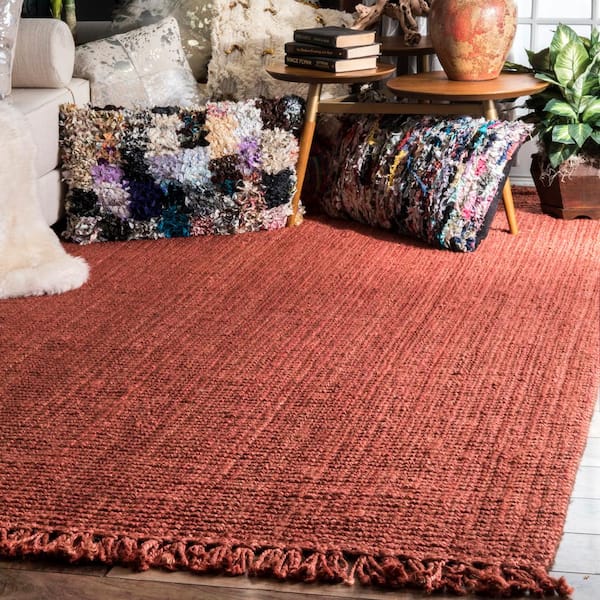 Natura Chunky Loop Jute Terra Brick 5 ft. x 8 ft. Area Rug
