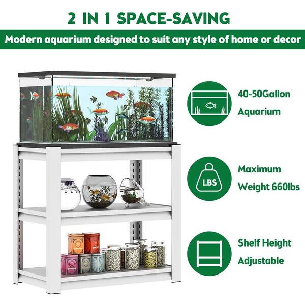 Livofloral 3-stöckiger Aquariumständer Aus Metall – Mit 2 Steckdosen, 299 Kg Tragkraft, 75x40x76 Cm – Für Reptilien & Züchter