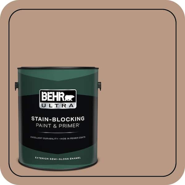 BEHR ULTRA 1 gal. #250F-4 Stone Brown Semi-Gloss Enamel Exterior Paint & Primer
