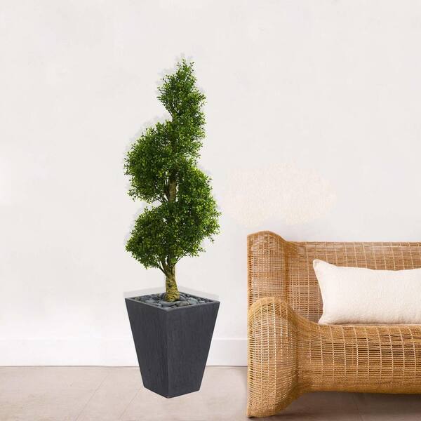 Nearly Natural 5 ft. High Indoor/Outdoor Boxwood Spiral Topiary