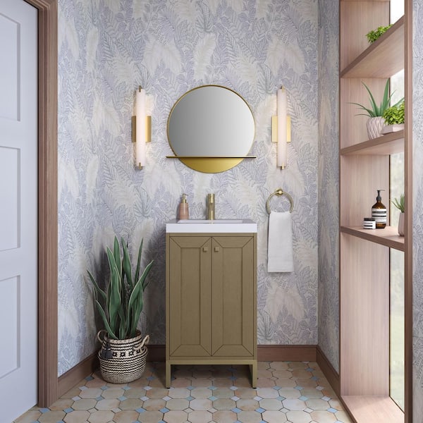 Chianti 19.8 in. W x 15.38 in. D x 35.5 in. H Single Bath Vanity in Walnut Whisper with White Glossy Composite Stone Top