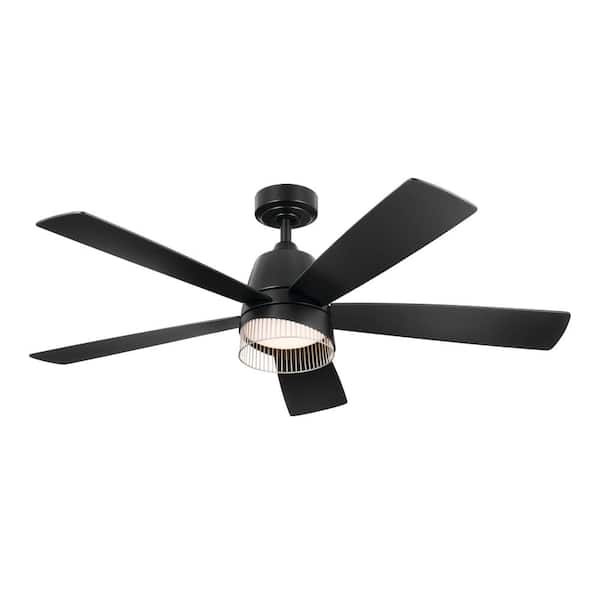 Dawn 52 in. Indoor Satin Black Downrod Mount Ceiling Fan with Integrated LED with Remote Control