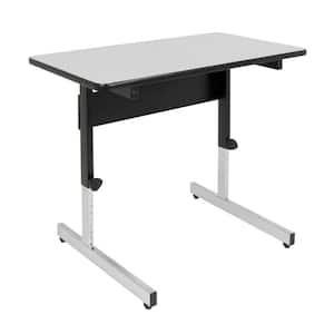 Adapta 36 in. W Rectangular Black/Grey Laptop Desk with Adjustable Top Height