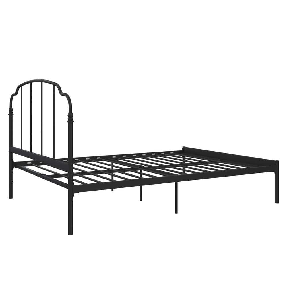 Camie Black Metal Full Size Adjustable Platform Bed with Headboard