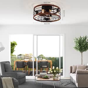 18 in. Indoor Brown Vintage Farmhouse 4-Light Reversible Motor 6 Speeds Ceiling Fan with Light Kit and Remote