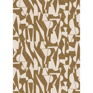 Enigma Linen and Antique Gold Removable Peel and Stick Vinyl Wall Mural, 108 in. x 78 in.