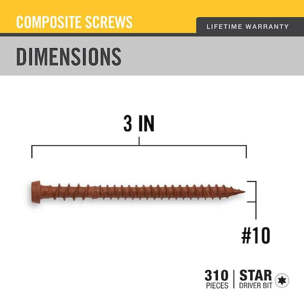 DECKMATE 10 x 3 in. Red Star Pan-Head Composite Deck Screws 5 lbs.-Box (310-Piece)