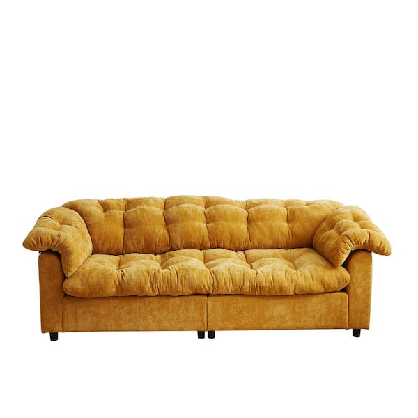 anpport Luxury 99.2 in. Yellow Chenille 2-Seater Loveseat with Deep Seat