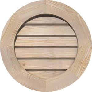 31" x 31" Round Unfinished Smooth Pine Wood Paintable Gable Louver Vent Non-Functional