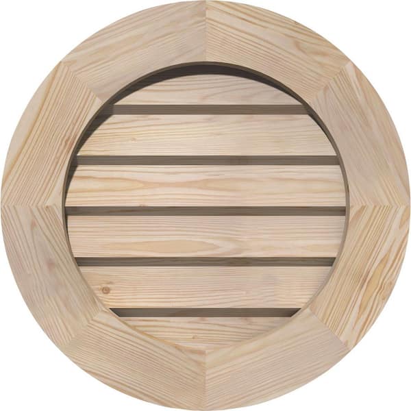 Ekena Millwork 41" x 41" Round Unfinished Smooth Pine Wood Paintable Gable Louver Vent Non-Functional