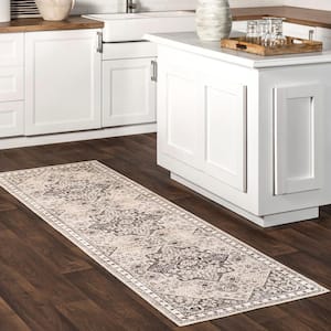 Eira Spill-Proof Machine Washable Taupe 2 ft. x 8 ft. Persian Runner Rug
