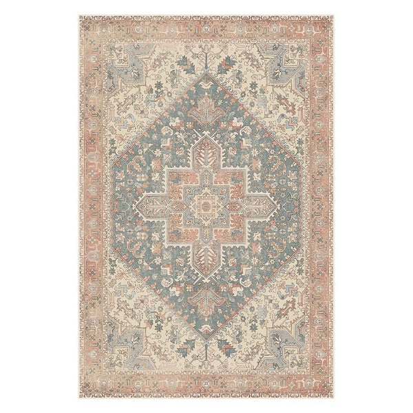 Azira Medallion Red/Beige 6 ft. x 9 ft. Living Room/Bedroom/Dining Room Area Rug