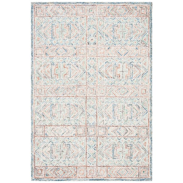 SAFAVIEH Micro-Loop Blue/Green 4 ft. x 6 ft. Geometric Area Rug