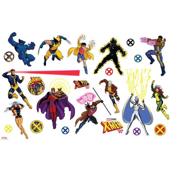 24-Piece 27 in. x 37in. Blue Marvel's x-MEN '97 Characters Peel and Stick Wall Decals