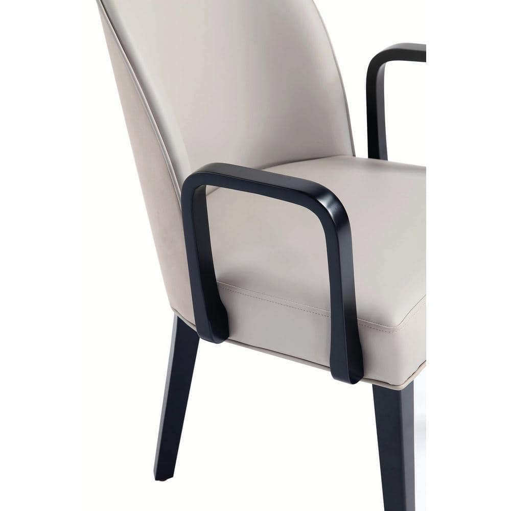 Hillman Light Gray Faux Leather Upholstered Arm Chair Set with Wood Frame