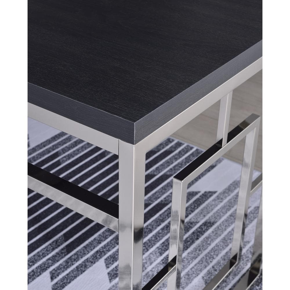 Cappuccino Faux Wood and Chrome Geometric Desk
