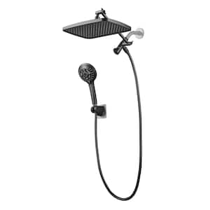 Rainfull 8-Spray 12 in. Wall Mount Dual Shower Head and Handheld Shower Head with 2.0 GPM in Matte Black