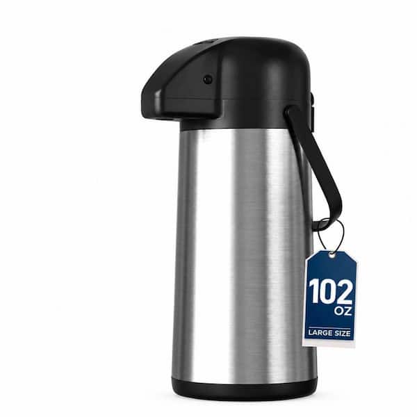 102 OZ Stainless Steel Airpot Coffee Carafe Insulated Hot Beverage Dispenser Pump 24H Hot 36H Cold