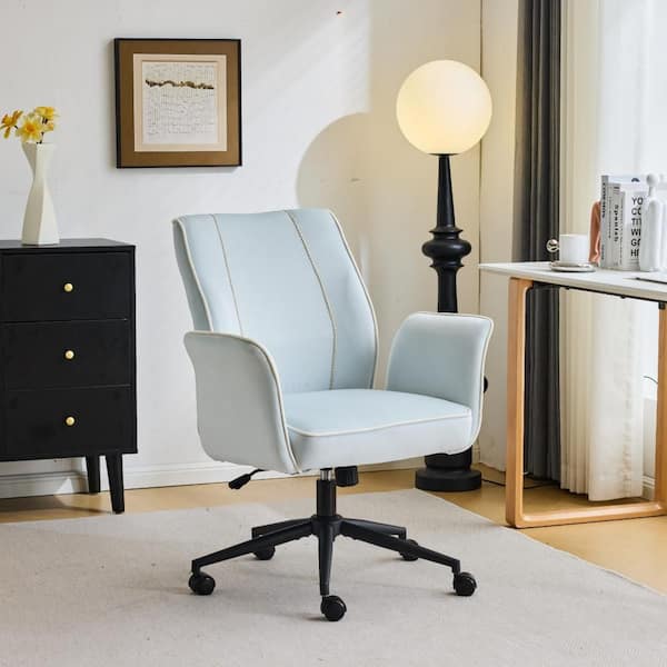 Winado Velvet Fabric Swivel Height Adjustable Office Chair in Mint-Green with Spread Arms