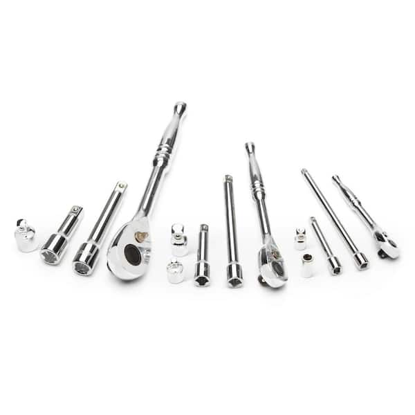 Husky 1/4 in., 3/8 in., and 1/2 in. 72-Tooth Ratchet and Accessory Set in (14-Piece)