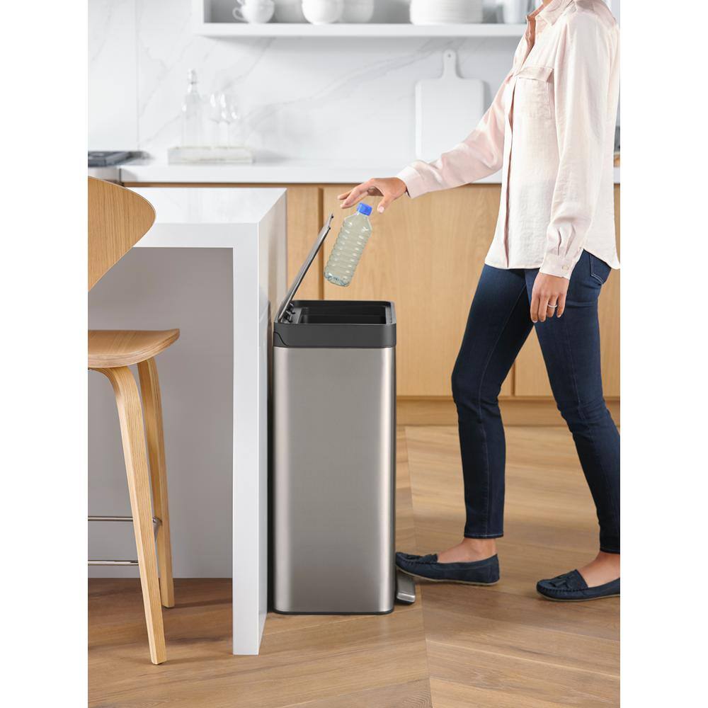 Stainless Steel Dual Compartment Kitchen Trash Can with Pedal