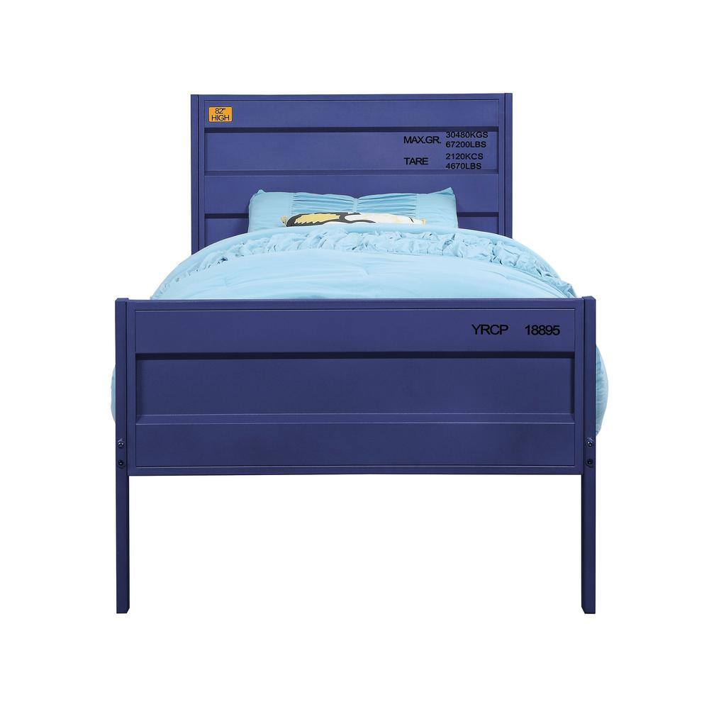 Mission-Inspired Blue Full Bed with Wood & Metal Frame