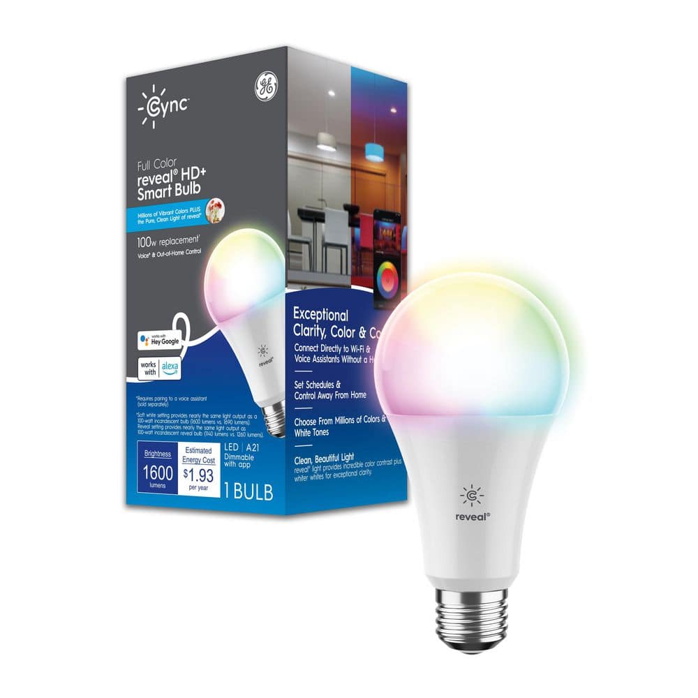 Cync Reveal 100 Watt EQ A21 Full Color Smart LED Light Bulb 2700 K 1 Pack 93130457 The Home Depot